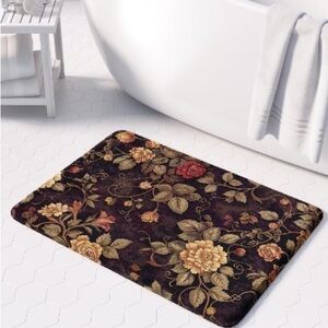 Dark Cottagecore Bath Mat: Whimsical & Moody Floral Decor